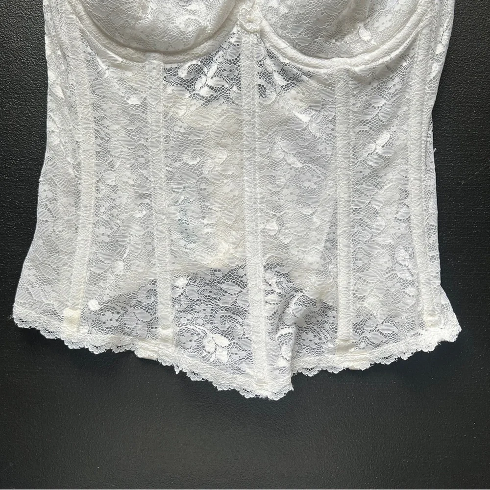 Carnival White Lace Bustier Corset Longline Underwire Sexy Top Size 34C - Picture 4 of 11